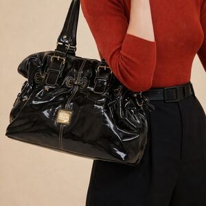 Dooney & Bourke Black Patent Leather Shoulder Bag